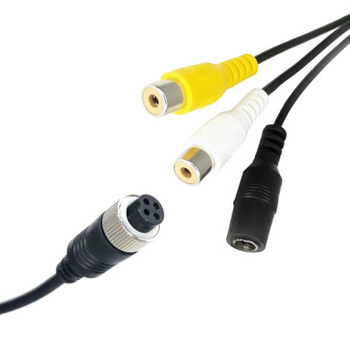 Redukcija 4-PIN ženski / 2x RCA ženski + napajanje ženski