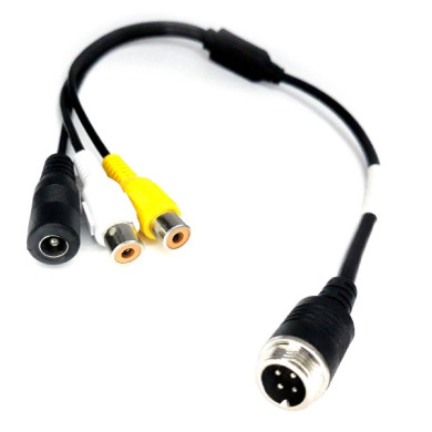 Redukcija 4-PIN muški / 2x RCA ženski + napajanje ženski