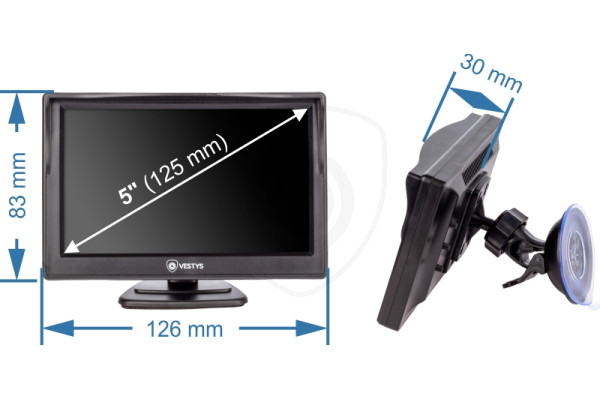 Samostojeći monitor za auto 5″ za povezivanje kamere za vožnju unatrag i videoplayera