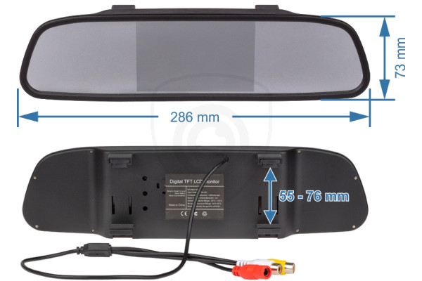 4,3″ monitor za auto u retrovizoru za kamere za vožnju unatrag