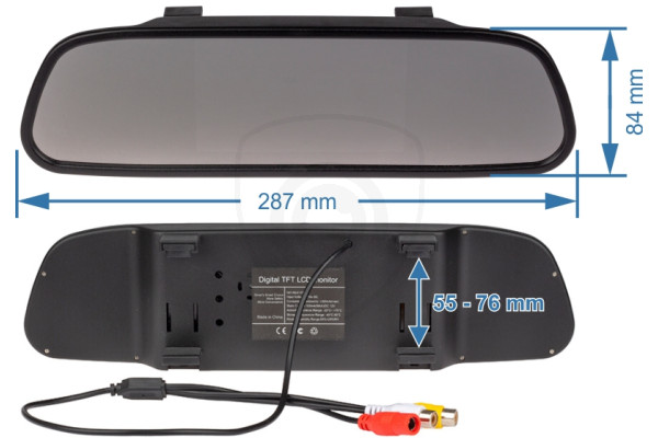 Monitor za auto u retrovizoru 5″ za rikverc kameru i prednju kameru