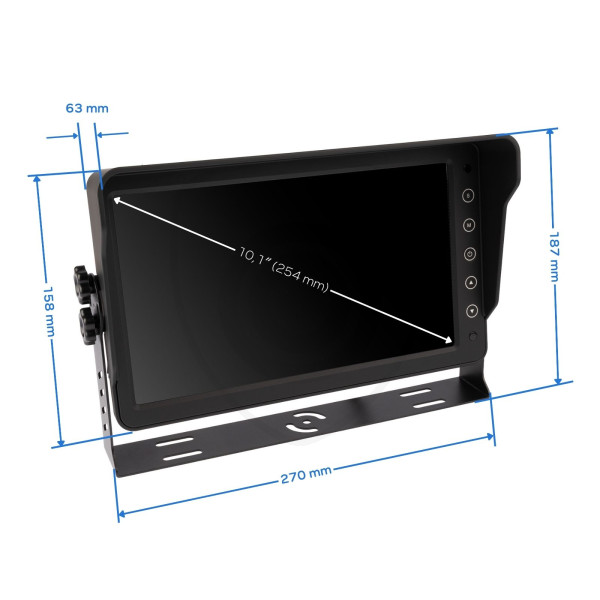 AHD monitor 10,1 inča za 6 kamera - dimenzije