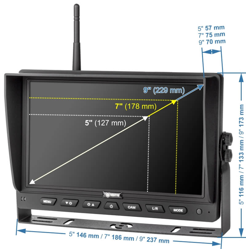 WiFi set rikverc kamera AHD dimenzije